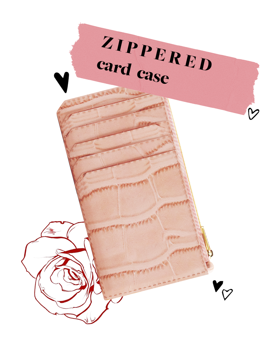 Pink crocodile skin texture iPhone Card Case by Tailored Home
