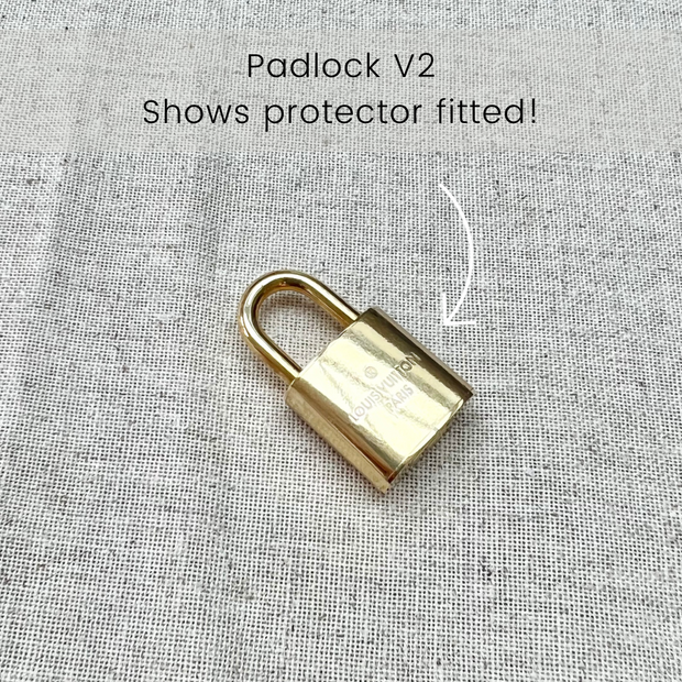 lv padlock on strap silver