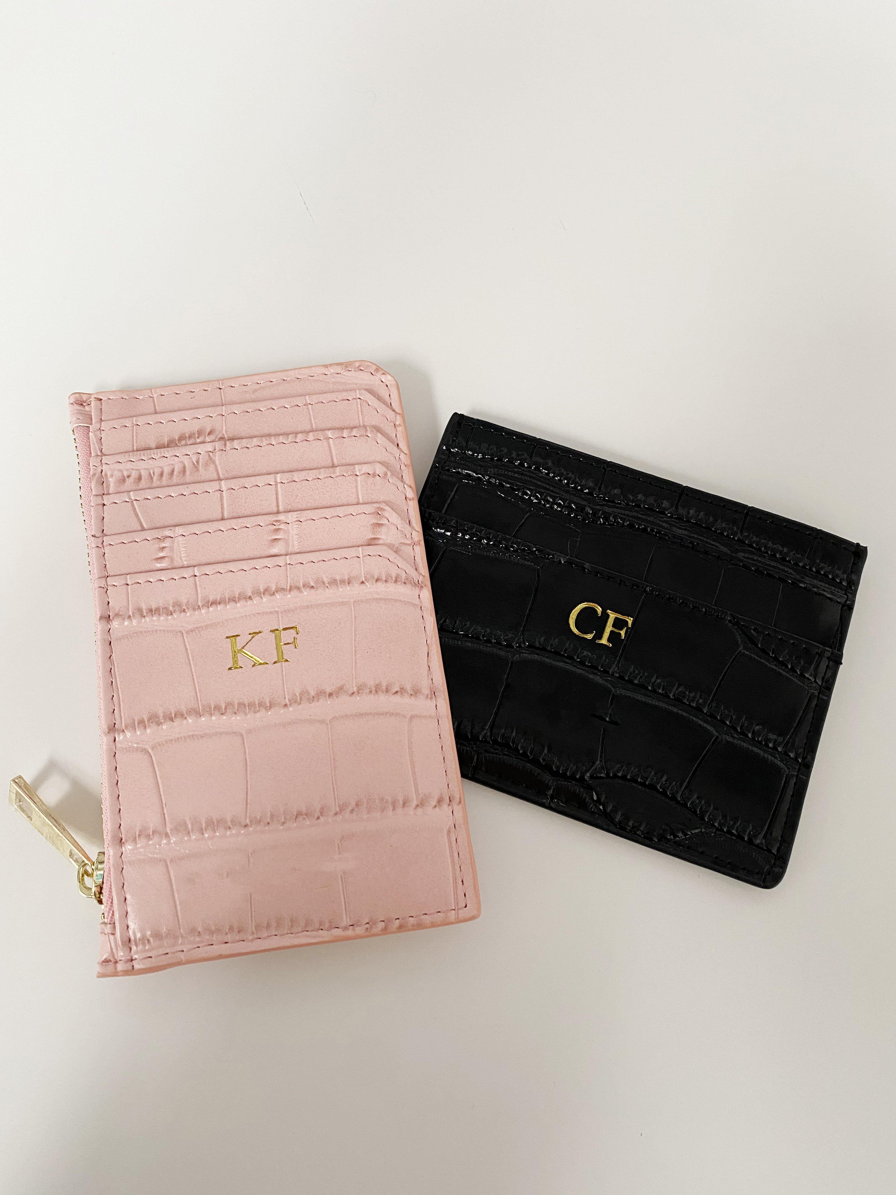 Zip Card Holder With Monogram Nude 