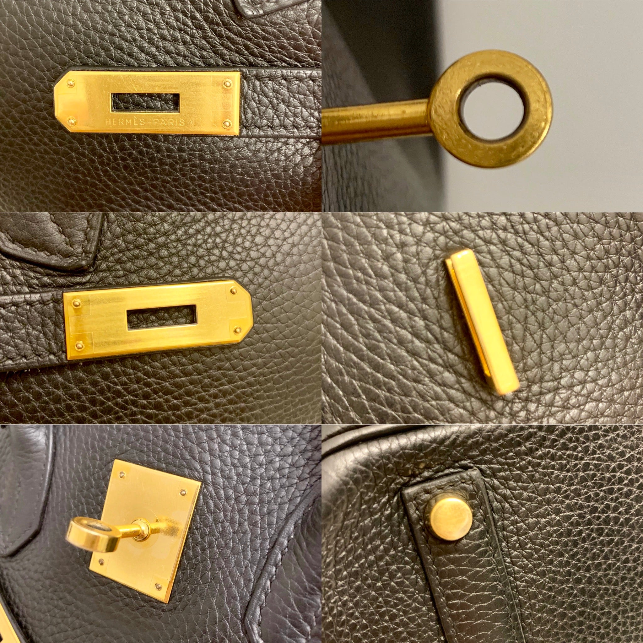 Hermès // 2014 Noir Embossed Leather & Gold Birkin 35 Bag – VSP Consignment
